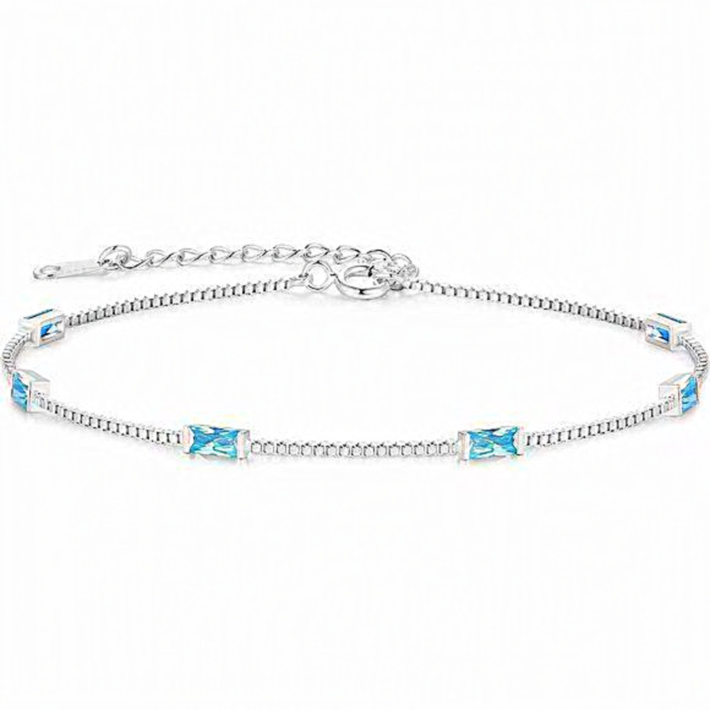 Women Sterling Silver Dainty Simple Birthstone Bracelets‎